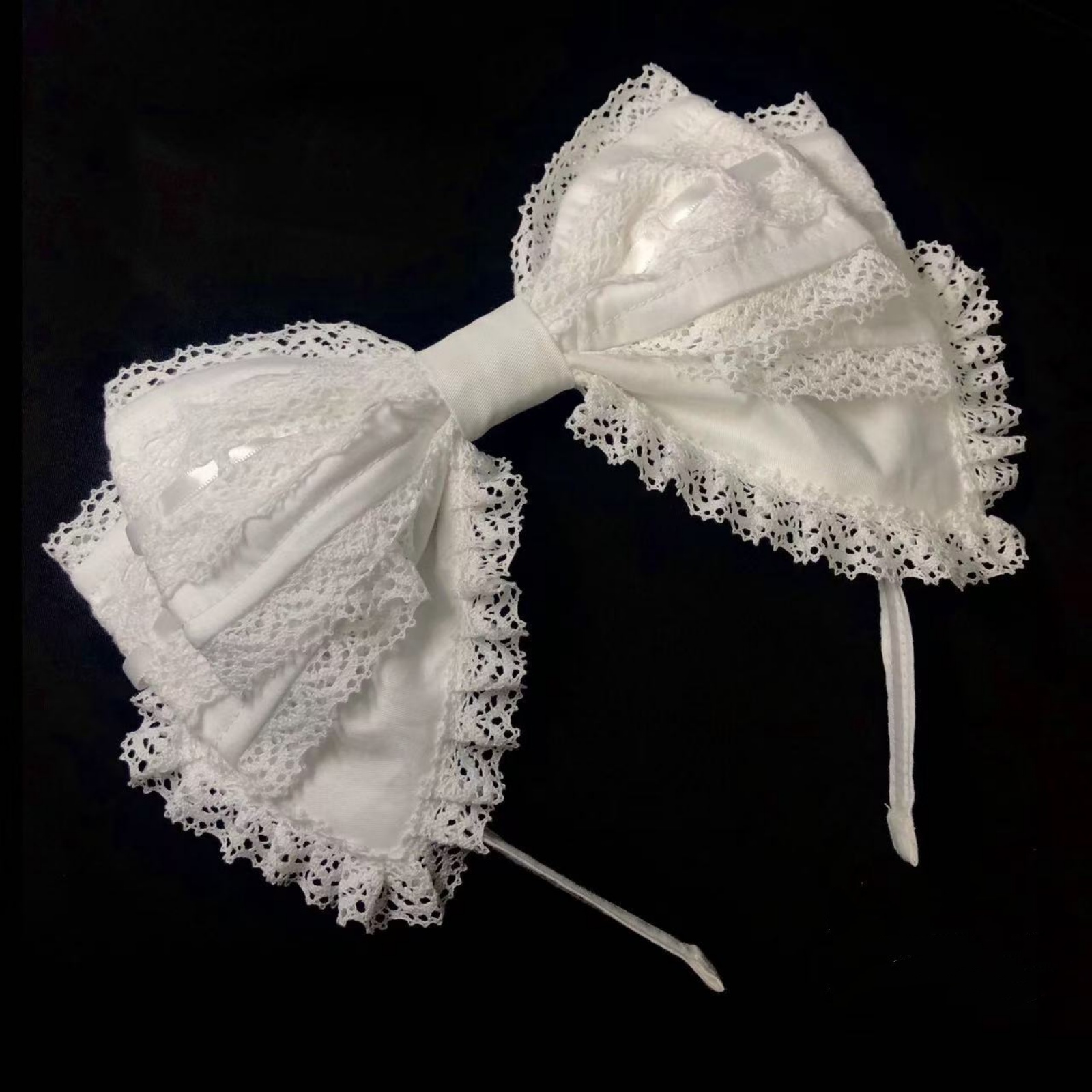 Photography Triangle - 1Pc White Bow Lace Headband, Sweet