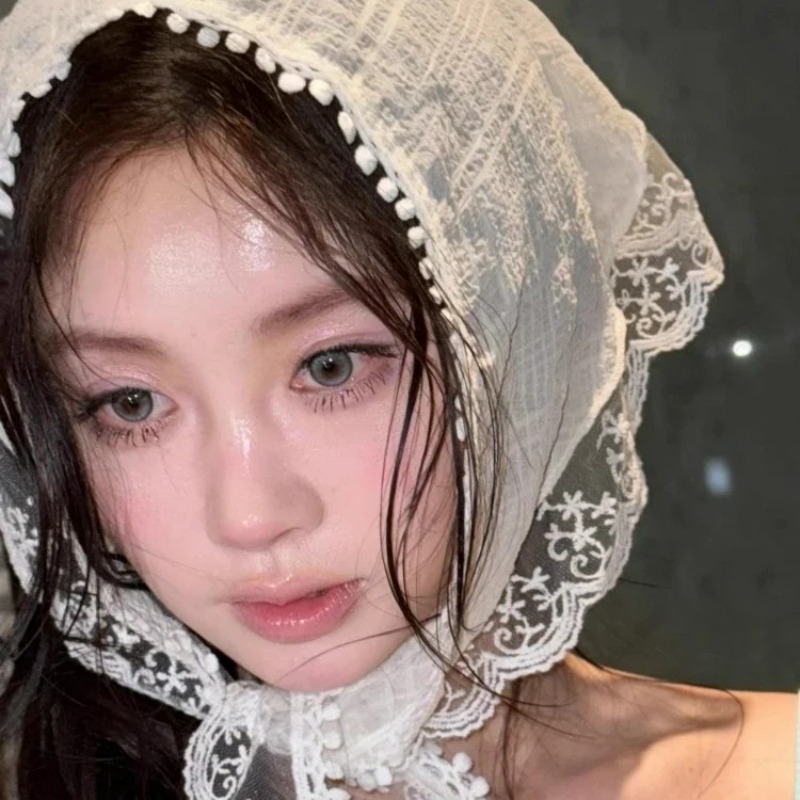 Fashion White Lace Head Wrap S - Photography Triangle ulasan dan harga