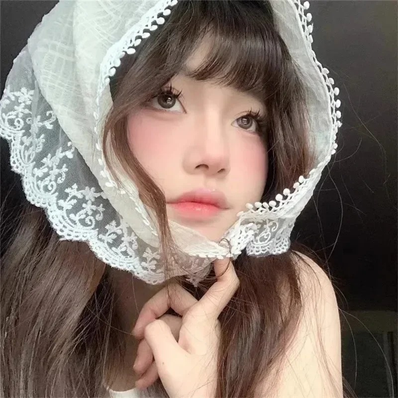 Fashion White Lace Head Wrap S - Photography Triangle ulasan dan harga