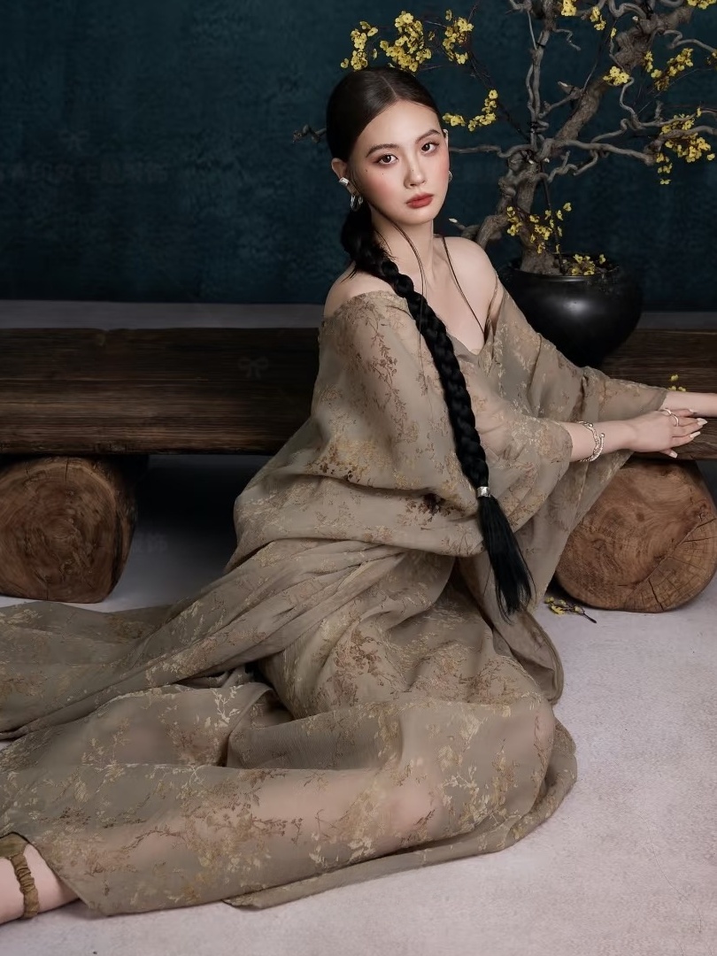 New Vintage Oil Painting Dress - Photography Zen ulasan dan harga