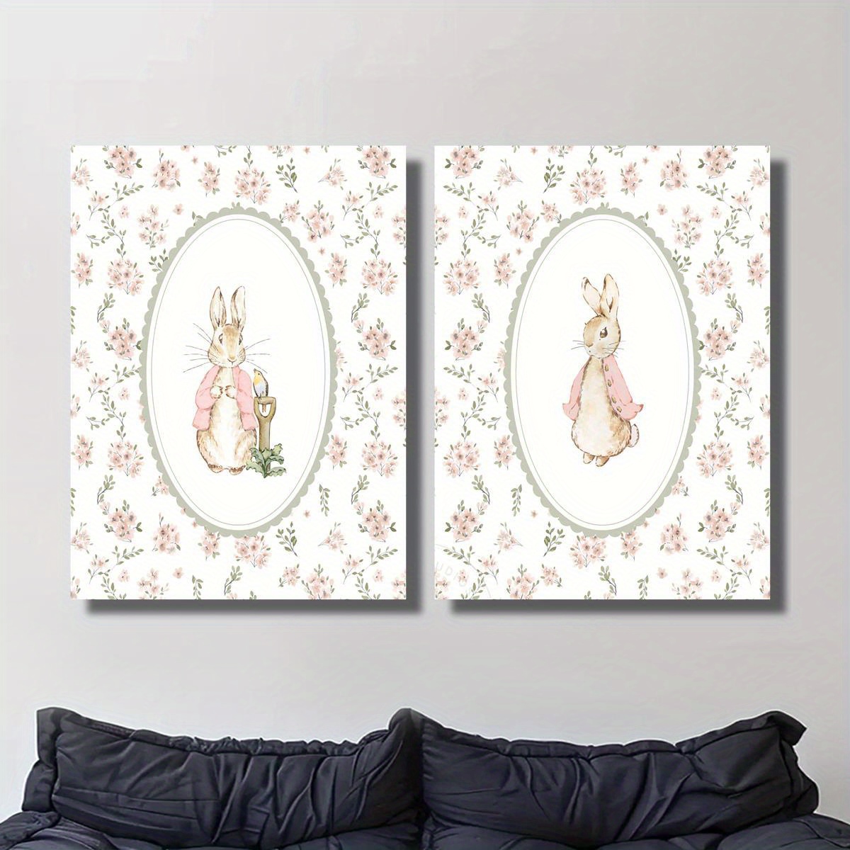 2pcs Retro Easter Rabbit Canva - Photography Design ulasan dan harga
